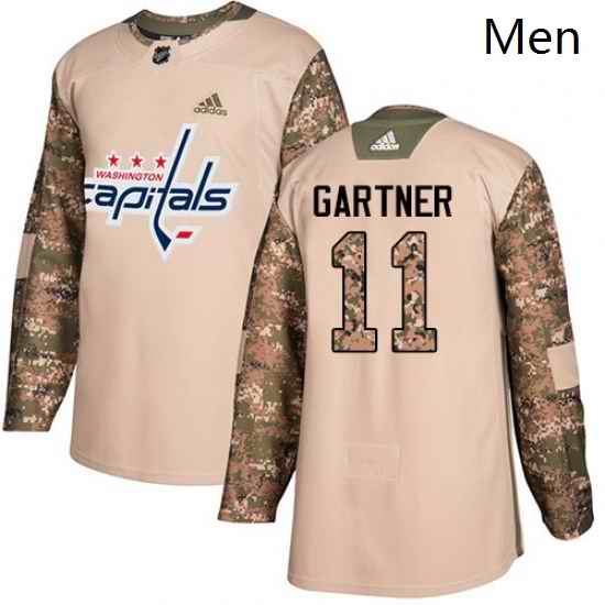 Mens Adidas Washington Capitals 11 Mike Gartner Authentic Camo Veterans Day Practice NHL Jersey